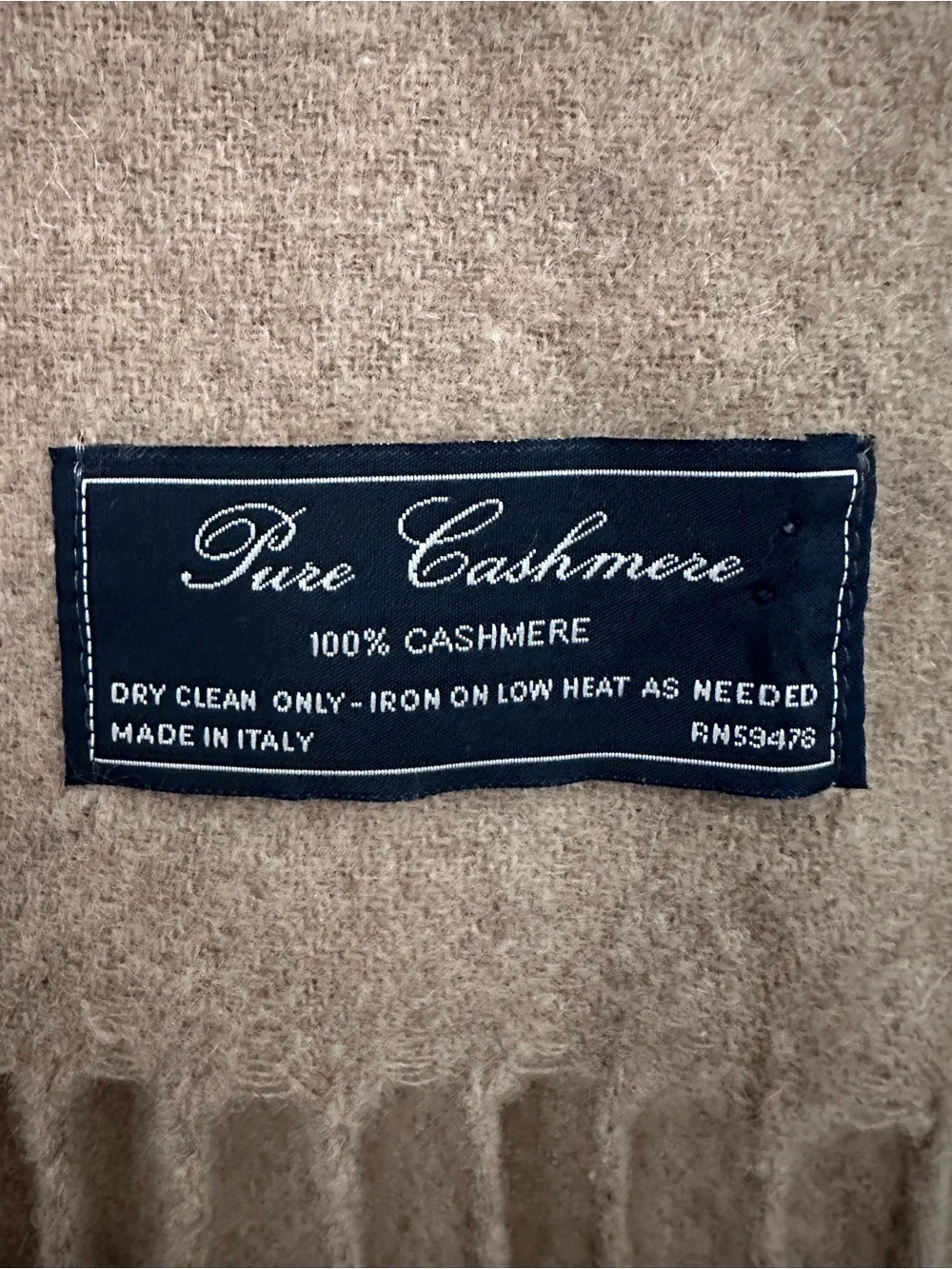 Pure Cashmere 100% Cashmere Camel Fringe Scarf – Made in Italy (1373)